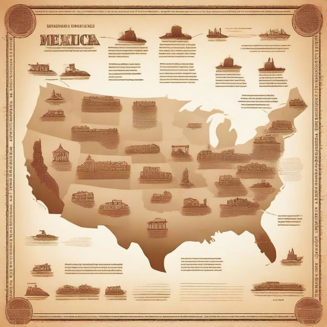 A detailed illustration depicting the journey of immigration from Mexico to the United States