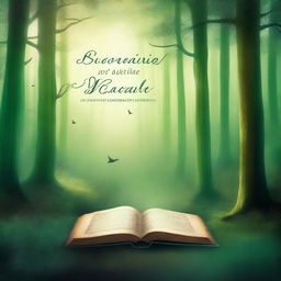 A beautiful and captivating book cover featuring an enchanting forest scene with a mystical glow