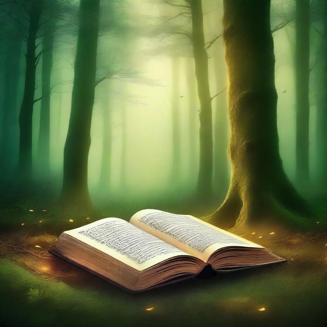 A beautiful and captivating book cover featuring an enchanting forest scene with a mystical glow