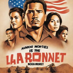 Create an action-packed movie poster titled 'La Ruta Norte: The Journey North' featuring Latinos and Latinas moving to the US