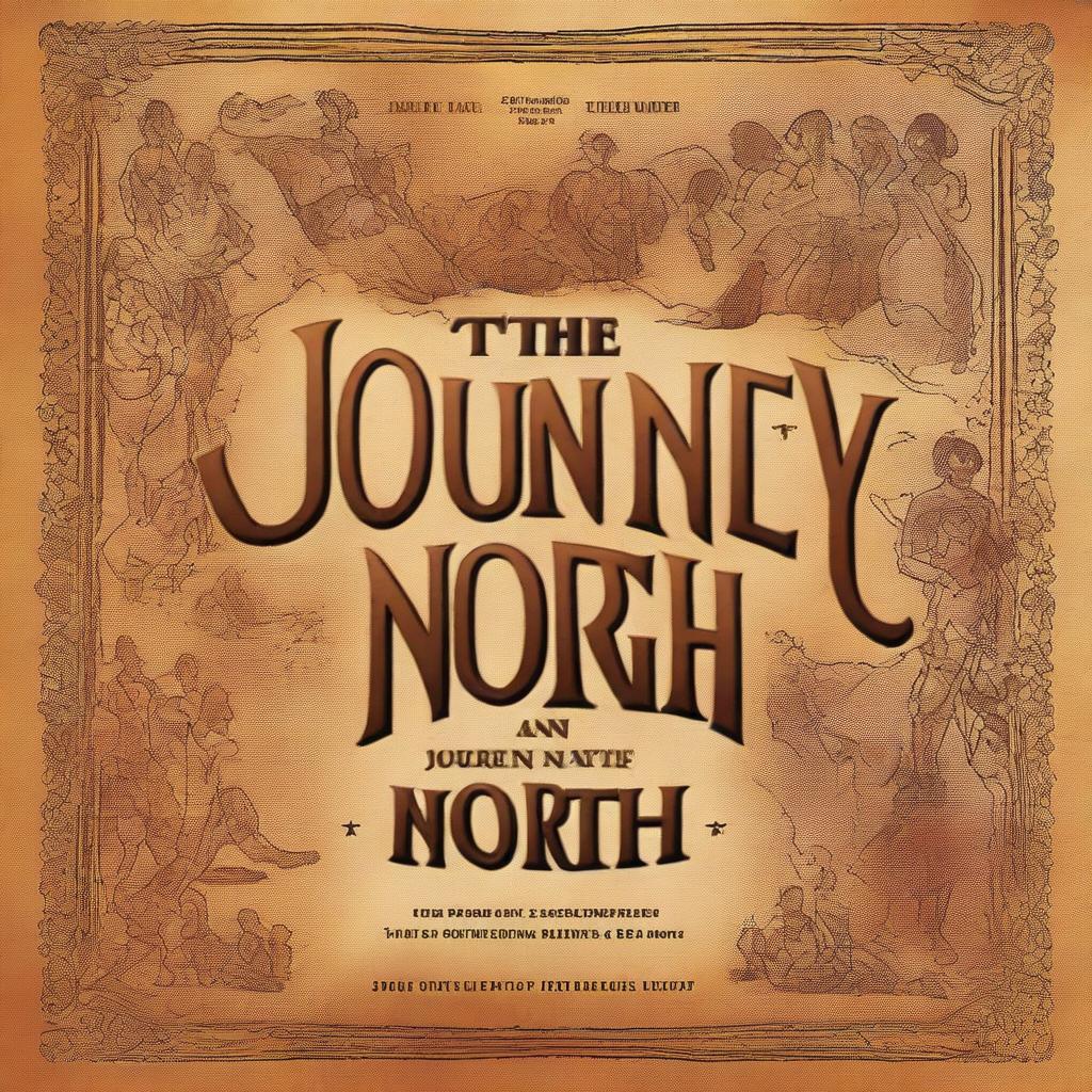 Create an action-packed movie poster titled 'The Journey North' featuring Latinos and Latinas moving to the US