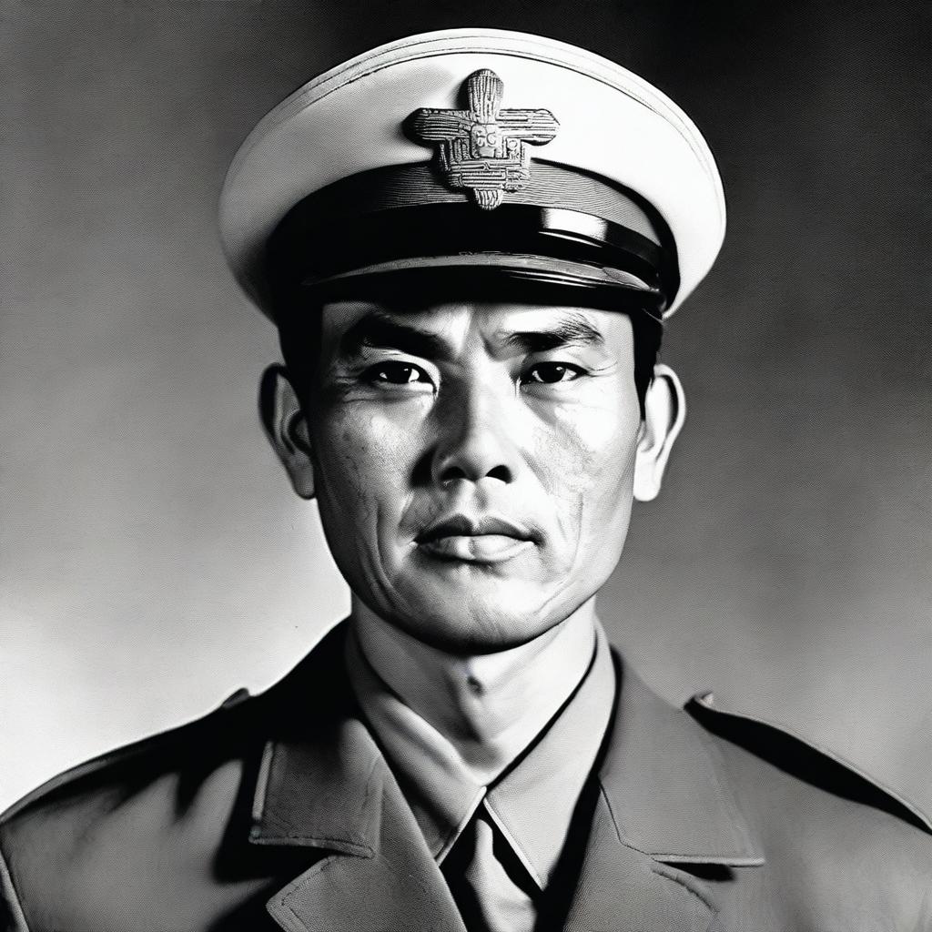 A character named Somsak in a Japanese military uniform, with an expression that suggests internal conflict and compassion