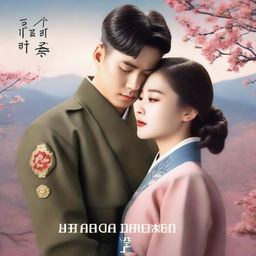 A romantic book cover featuring a Korean military man with his Korean girlfriend