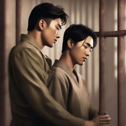 A romantic book cover featuring a Korean military man in love with a Korean prisoner