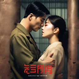 A romantic book cover featuring a Korean military man in love with a Korean woman prisoner