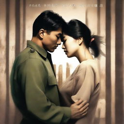 A romantic book cover featuring a Korean military man in love with a Korean woman prisoner