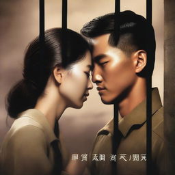 A romantic book cover featuring a Korean military man in love with a Korean woman prisoner