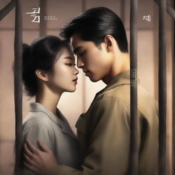 A romantic book cover featuring a young and handsome Korean military man in love with a Korean woman prisoner