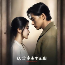 A romantic book cover featuring a young and handsome Korean military man in love with a Korean woman prisoner who has long, loose hair