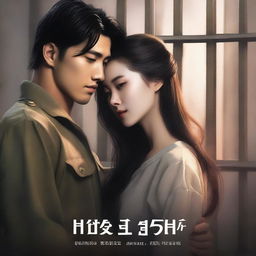 A romantic book cover featuring a young and handsome Korean military man in love with a Korean woman prisoner who has long, loose hair