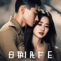 A romantic book cover featuring a young, handsome Korean soldier falling in love with a Korean woman prisoner