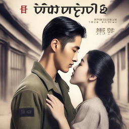 A romantic book cover featuring a young, handsome Korean soldier falling in love with a Korean woman prisoner