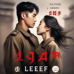 A romantic book cover featuring a young, handsome Korean soldier falling in love with a Korean woman prisoner