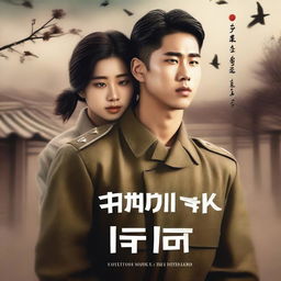 A romantic book cover featuring a young, handsome Korean soldier falling in love with a Korean woman prisoner