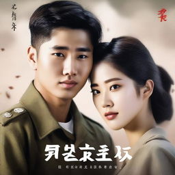 A romantic book cover featuring a young, handsome Korean soldier falling in love with a Korean woman prisoner