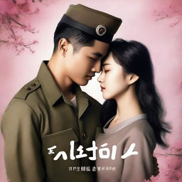 A romantic book cover featuring a young, handsome Korean soldier falling in love with a Korean woman prisoner