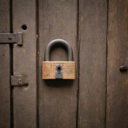 A mysterious rustic wooden escape room wall, with a four-digit code visible on an ancient-looking padlock.