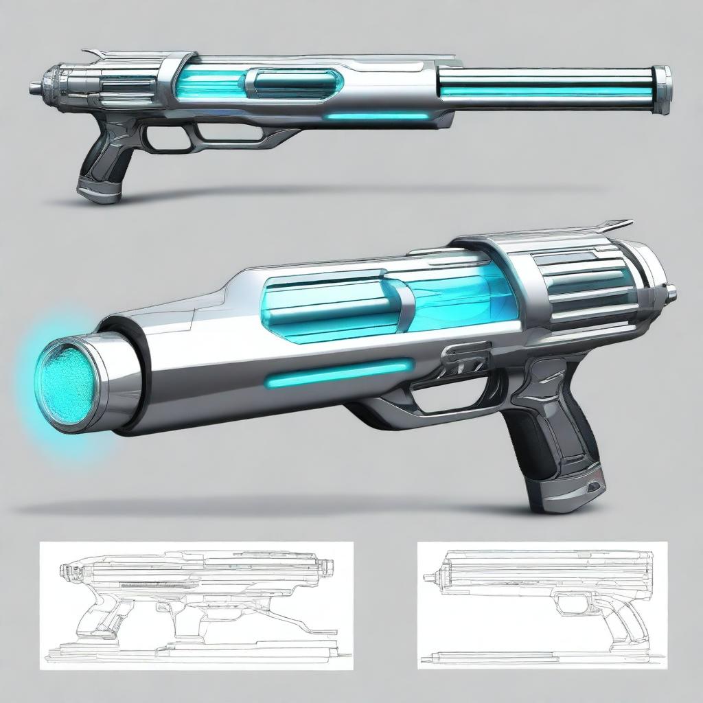 A detailed illustration of a futuristic super plasma gun