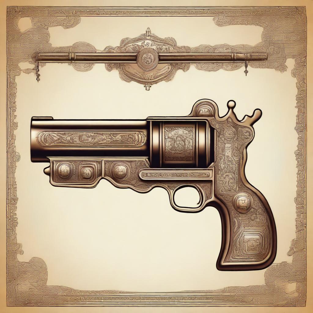 A detailed illustration of an antique imaginary gun