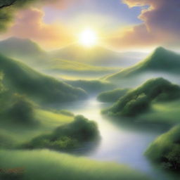 A book cover featuring a breathtaking landscape that symbolizes the divine opening of God