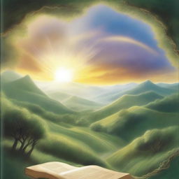 A book cover featuring a breathtaking landscape that symbolizes the divine opening of God
