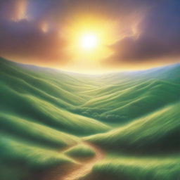 A book cover featuring a realistic landscape that symbolizes the divine opening of God