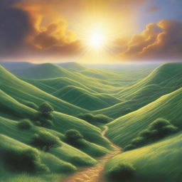 A book cover featuring a realistic landscape that symbolizes the divine opening of God