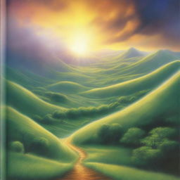 A book cover featuring a realistic landscape that symbolizes the divine opening of God