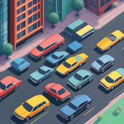 A detailed image of various cars from different eras and styles, including classic vintage cars, modern sports cars, and futuristic concept cars, all displayed in a vibrant and dynamic cityscape setting