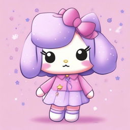 A cute Sanrio animal character that is creative, artistic, and expressive with big, shiny eyes