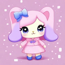 A cute Sanrio animal character that is creative, artistic, and expressive with big, shiny eyes