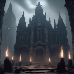 A dark temple filled with eerie specters from Dungeons and Dragons