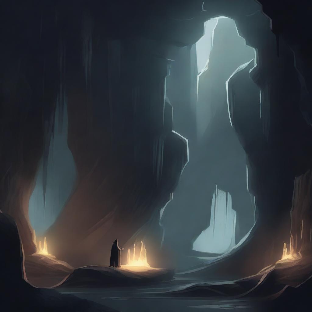 A dark cave filled with eerie specters