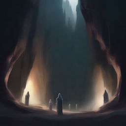 A dark cave filled with eerie specters