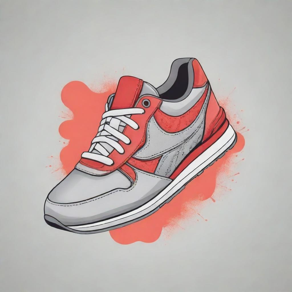 An innovative and catchy design illustration of a stylish sneaker, perfect for a t-shirt print.