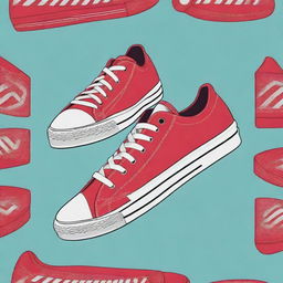 An innovative and catchy design illustration of a stylish sneaker, perfect for a t-shirt print.