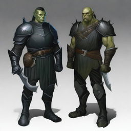 Two Dungeons and Dragons-style warriors dressed head to toe in black medieval armor, exuding a very gothic appearance