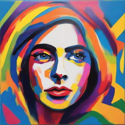 A Fauvist style painting of a beautiful woman's face, expressed through bold and vivid colors