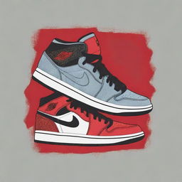 Graphic design of iconic Jordan sneakers, perfect for a stylish t-shirt print.