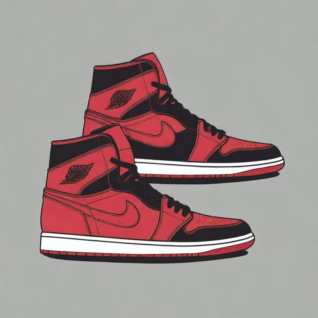 Graphic design of iconic Jordan sneakers, perfect for a stylish t-shirt print.