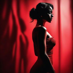 A captivating image featuring a character in a striking pose against a sultry red background