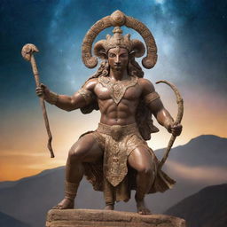 A majestic deity, represented as the God of Ram. This deity is depicted as a strong, ethereal figure with ram-like features against a celestial landscape.