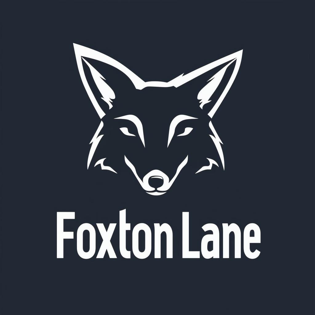 Create a high-definition stencil template logo of a fox with the text 'Foxton Lane'