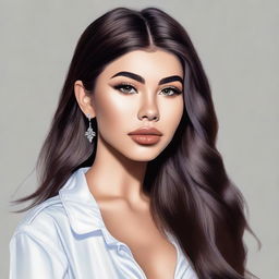 A realistic and detailed portrait of Madison Beer, capturing her beauty and elegance