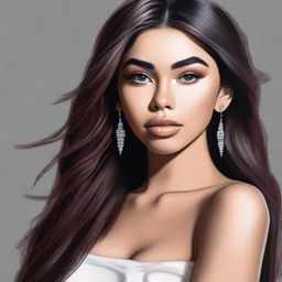 A realistic and detailed portrait of Madison Beer, capturing her beauty and elegance