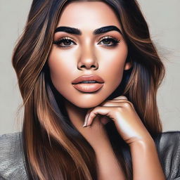 A realistic and detailed portrait of Madison Beer, capturing her beauty and elegance