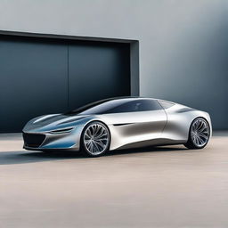 A low drag, aerodynamic, futuristic coupe with a mid-engine layout