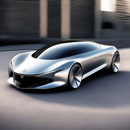 A low drag, aerodynamic, futuristic coupe with a mid-engine layout