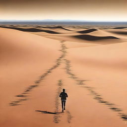 An image depicting the parallel between a marathon runner in a desert and a successful person making deliberate choices