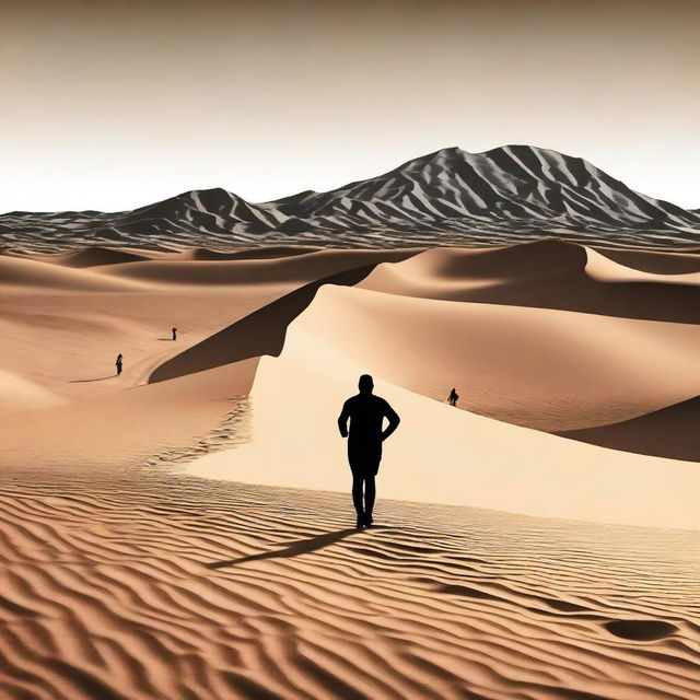 An image depicting the parallel between a marathon runner in a desert and a successful person making deliberate choices